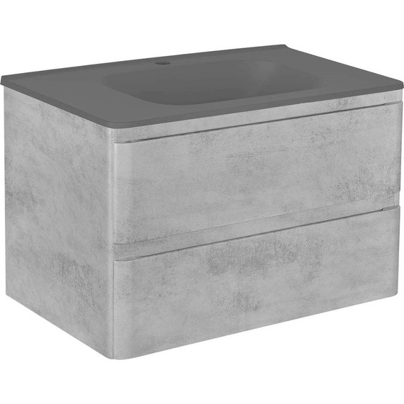 Тумба подвесная с раковиной Vincea Vico 80 см VMC-2V800BT (раковина черная VCB-2VP800B), бетон - 2 Тумба подвесная с раковиной Vincea Vico 80 см VMC-2V800BT (раковина черная VCB-2VP800B), бетон фото 2