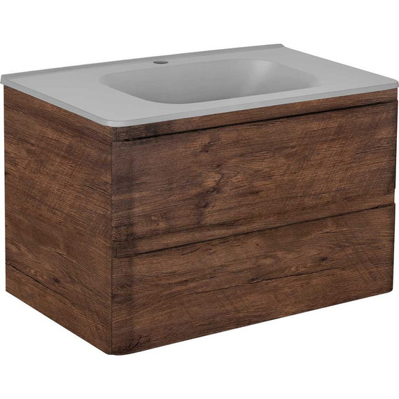 Тумба подвесная с раковиной Vincea Vico 80 см VMC-2V800RW (раковина серая VCB-2VP800G), тёмное дерево фото 2