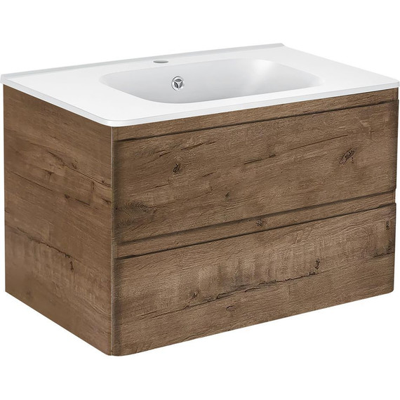 Тумба подвесная с раковиной Vincea Vico 80 см VMC-2V800VO (раковина белая VCB-2VP800W), дуб винтаж фото 2