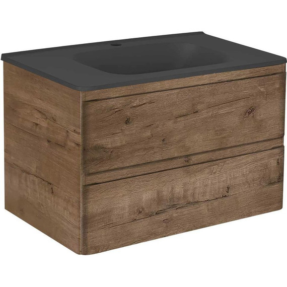 Тумба подвесная с раковиной Vincea Vico 80 см VMC-2V800VO (раковина черная VCB-2VP800B), дуб винтаж - 2 Тумба подвесная с раковиной Vincea Vico 80 см VMC-2V800VO (раковина черная VCB-2VP800B), дуб винтаж фото 2