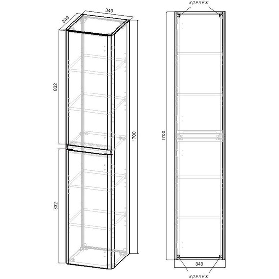 Пенал подвесной Vincea Vico 35 см VSC-2V170RW, тёмное дерево фото 4