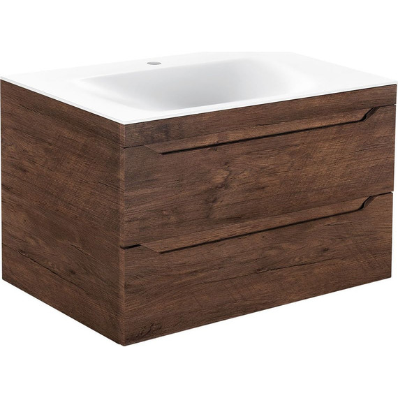 Тумба подвесная с раковиной Vincea Fine 80 см VMC-2F800RW, тёмное дерево фото 2