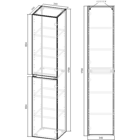 Пенал подвесной Vincea Norma/Fine 35 см VSC-2NF170BT, бетон - 4 Пенал подвесной Vincea Norma/Fine 35 см VSC-2NF170BT, бетон фото 4