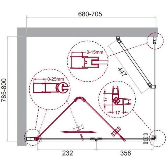 Душевое ограждение BelBagno 70х80 см ALBANO-ASH-1-70/80-C-Cr, хром/прозрачное фото 7