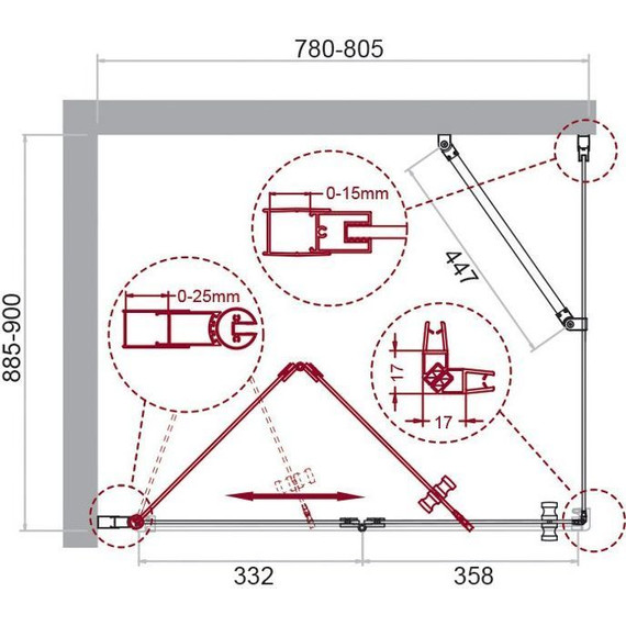 Душевое ограждение BelBagno 80х90 см ALBANO-ASH-1-80/90-C-Cr, хром/прозрачное фото 7