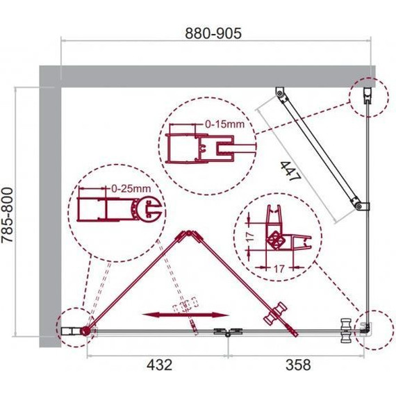 Душевое ограждение BelBagno 90х80 см ALBANO-ASH-1-90/80-C-Cr, хром/прозрачное - 7 Душевое ограждение BelBagno 90х80 см ALBANO-ASH-1-90/80-C-Cr, хром/прозрачное фото 7