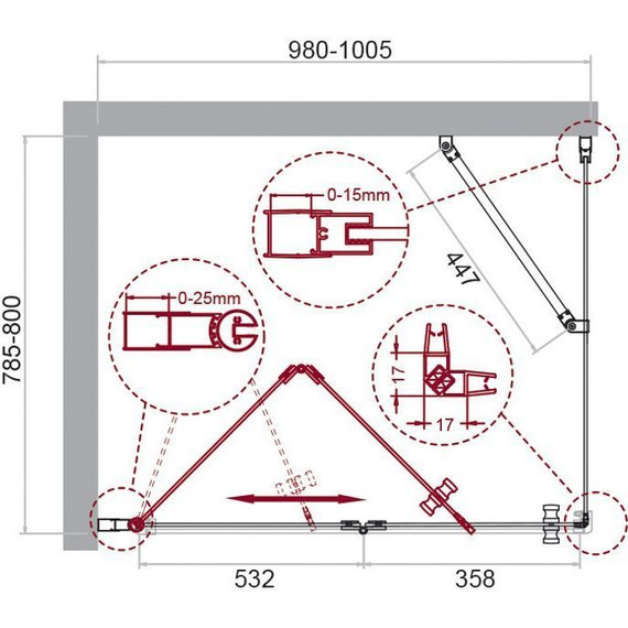 Душевое ограждение BelBagno 100х80 см ALBANO-ASH-1-100/80-C-Cr, хром/прозрачное - 7 Душевое ограждение BelBagno 100х80 см ALBANO-ASH-1-100/80-C-Cr, хром/прозрачное фото 7
