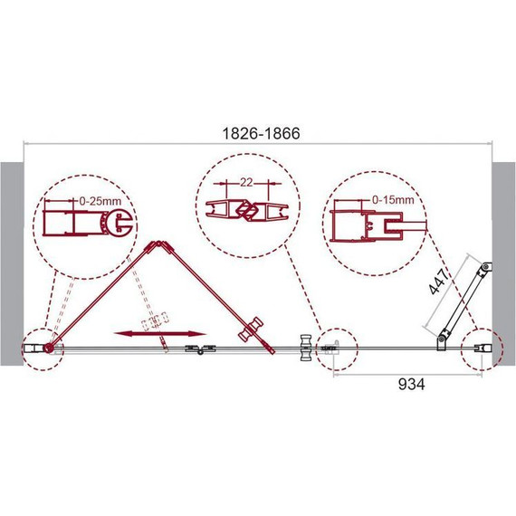 Душевая дверь BelBagno 190 см ALBANO-BS-13-100+90-C-Cr, хром/прозрачное фото 9
