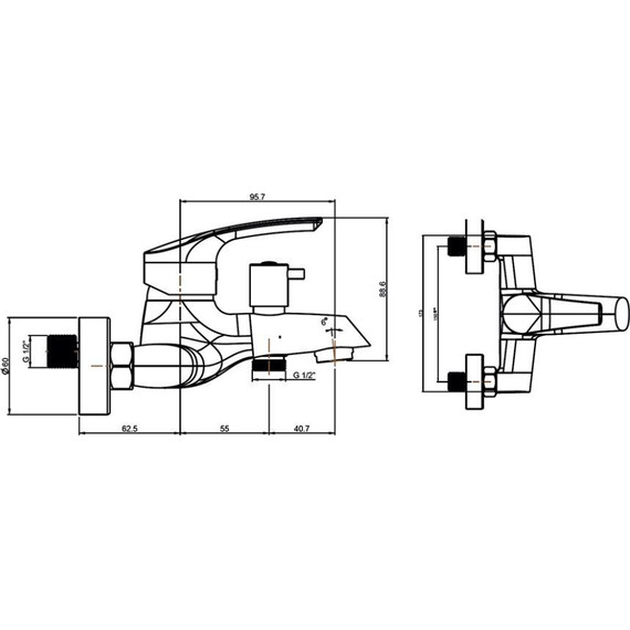 Набор смесителей 3 в 1 для ванны с коротким изливом Paini Atomix D1CRSET4 фото 8