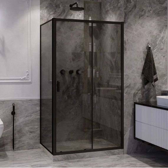 Душевое ограждение Ambassador Forsa 130x80 см 17022219ABB-80ABB, чёрный/тонированное фото 2
