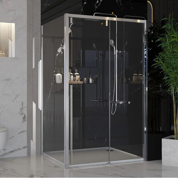 Душевое ограждение Ambassador Intense 130x80 см 110021102IX-80IX (стекло 8 мм) хром/прозрачное фото 2