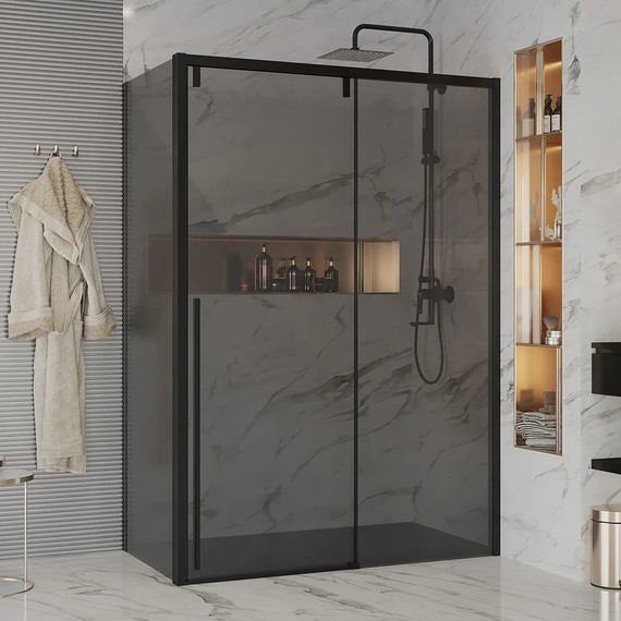 Душевое ограждение Ambassador Intense 150x80 см 110022204IBB-80IBB (стекло 8 мм) чёрный/тонированное фото 2