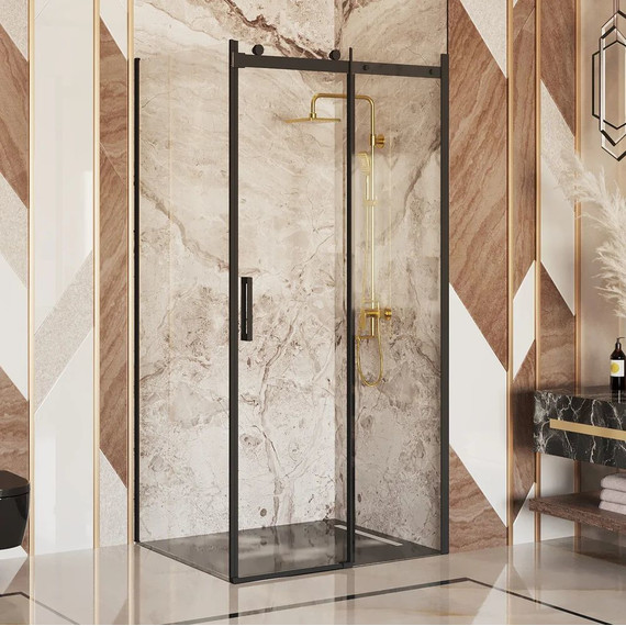Душевое ограждение Ambassador Benefit 120x110 см 19021201HB-110HB (стекло 8 мм) чёрный/прозрачное фото 2