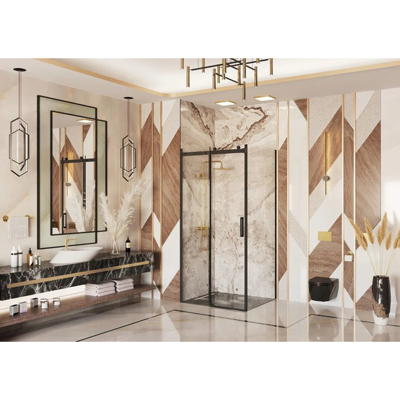 Душевое ограждение Ambassador Benefit 120x110 см 19021201HB-110HB (стекло 8 мм) чёрный/прозрачное фото 3