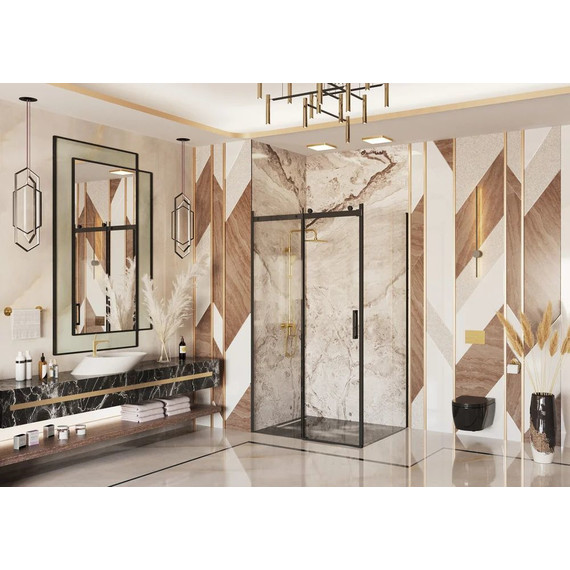 Душевое ограждение Ambassador Benefit 130x80 см 19021202HB-80HB (стекло 8 мм) чёрный/прозрачное фото 3