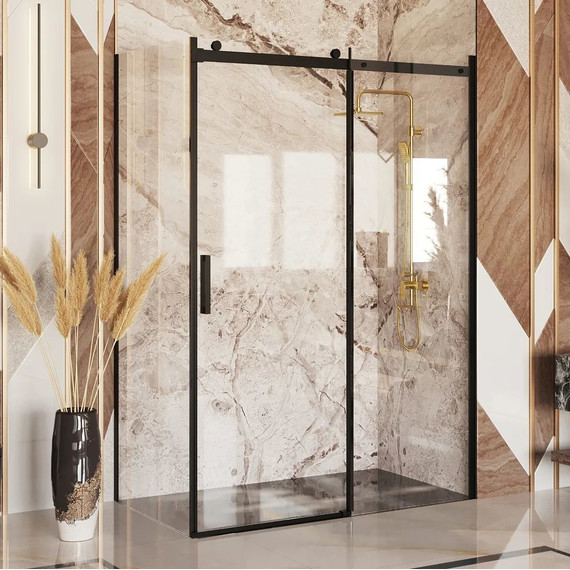 Душевое ограждение Ambassador Benefit 150x110 см 19021204HB-110HB (стекло 8 мм) чёрный/прозрачное фото 2