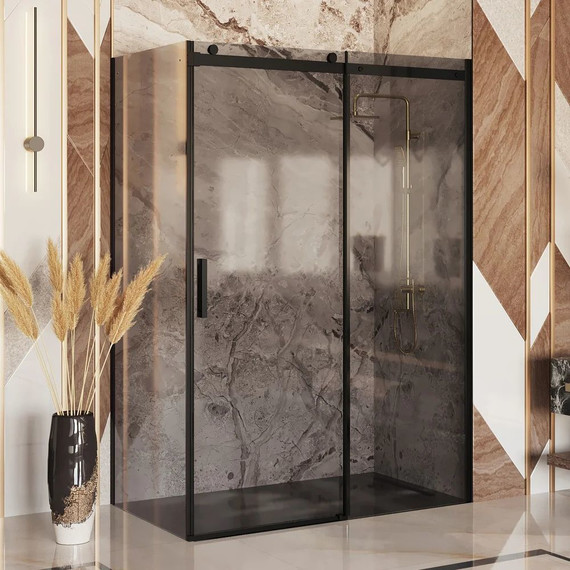 Душевое ограждение Ambassador Benefit 140x110 см 19022203HBB-110HBB (стекло 8 мм) чёрный/тонированное фото 2