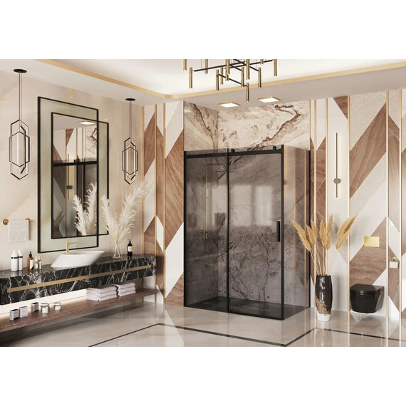 Душевое ограждение Ambassador Benefit 150x110 см 19022204HBB-110HBB (стекло 8 мм) чёрный/тонированное фото 3