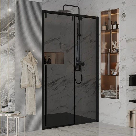 Душевая дверь Ambassador Intense 130 см 110022202IBB (стекло 8 мм) чёрный/тонированное фото 