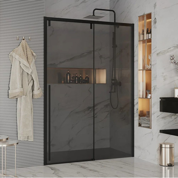 Душевая дверь Ambassador Intense 160 см 110022205IBB (стекло 8 мм) чёрный/тонированное фото 2