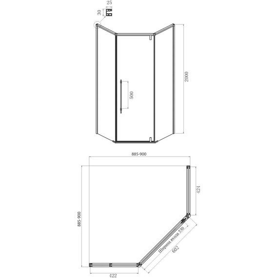 Душевое ограждение Ambassador Ritz 90 см 112011102 (стекло 8 мм) хром/прозрачное фото 9