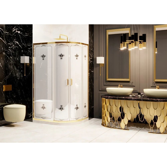 Душевое ограждение Ambassador Royal 120x80 см 18015301, золото/белое фото 3