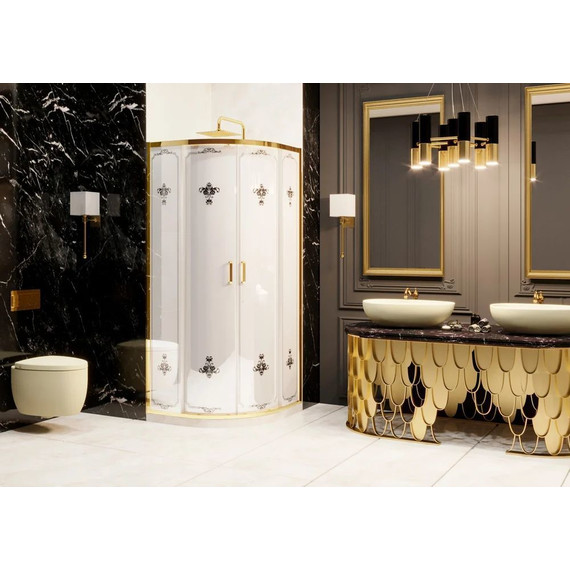 Душевое ограждение Ambassador Royal 90 см 18015306, золото/белое фото 3