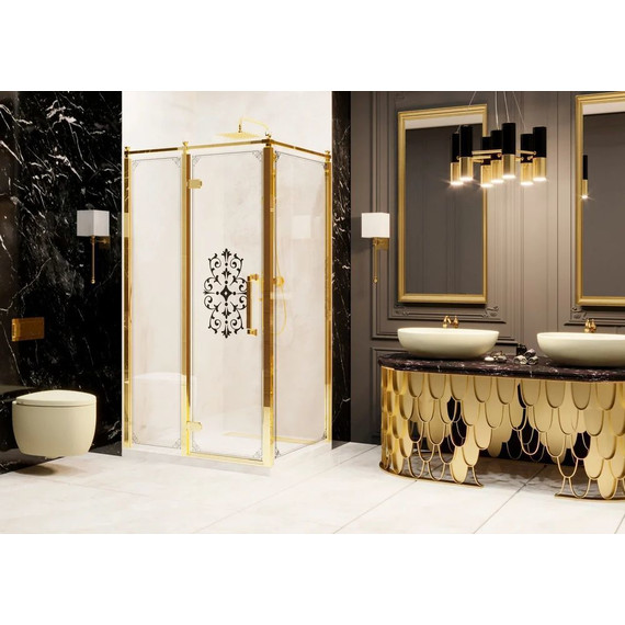 Душевое ограждение Ambassador Royal 120x80 см 18015310-L (стекло 8 мм) золото/прозрачное фото 3