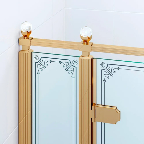 Душевое ограждение Ambassador Royal 120x80 см 18015310-L (стекло 8 мм) золото/прозрачное фото 4