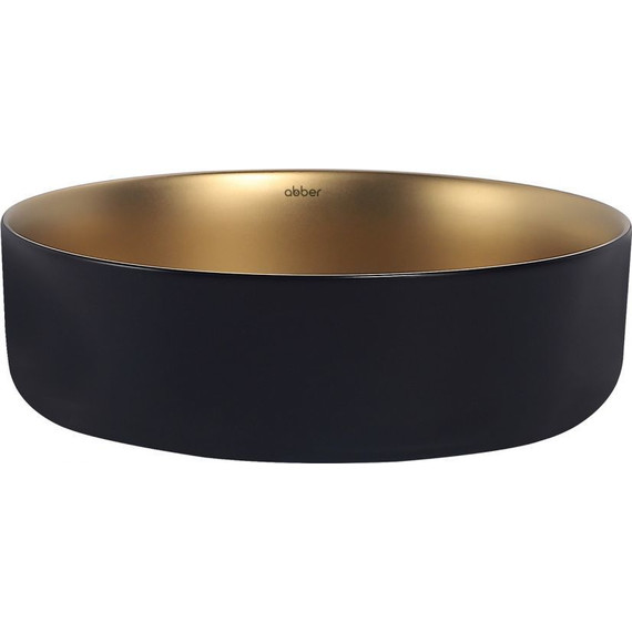 Раковина-чаша Abber Bequem 40 см AC2109BG, золото матовое/черный фото 2