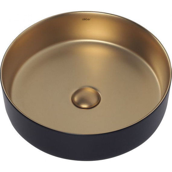 Раковина-чаша Abber Bequem 40 см AC2109BG, золото матовое/черный фото 3