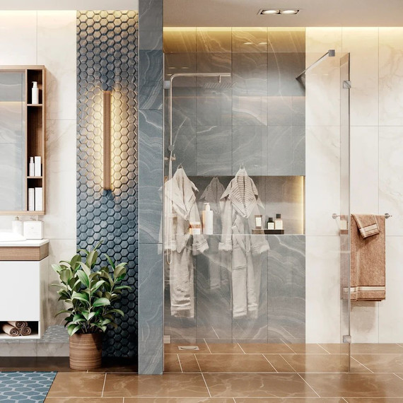 Душевая перегородка Ambassador Walk-in 90 см 15031105 с кронштейном (стекло 8 мм) хром/прозрачное фото 3