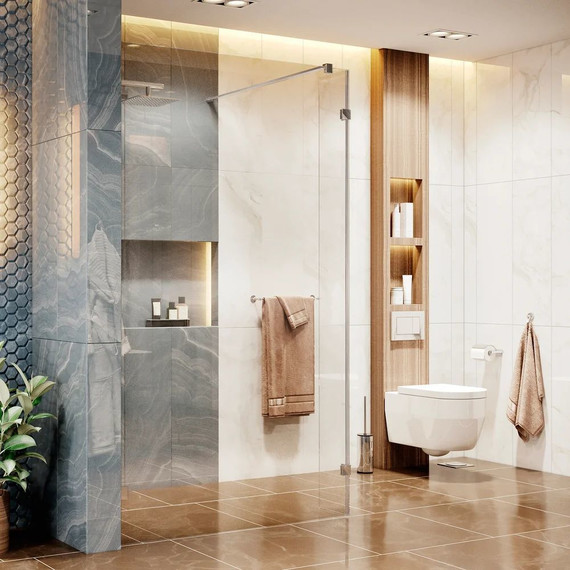 Душевая перегородка Ambassador Walk-in 90 см 15031105 с кронштейном (стекло 8 мм) хром/прозрачное фото 4