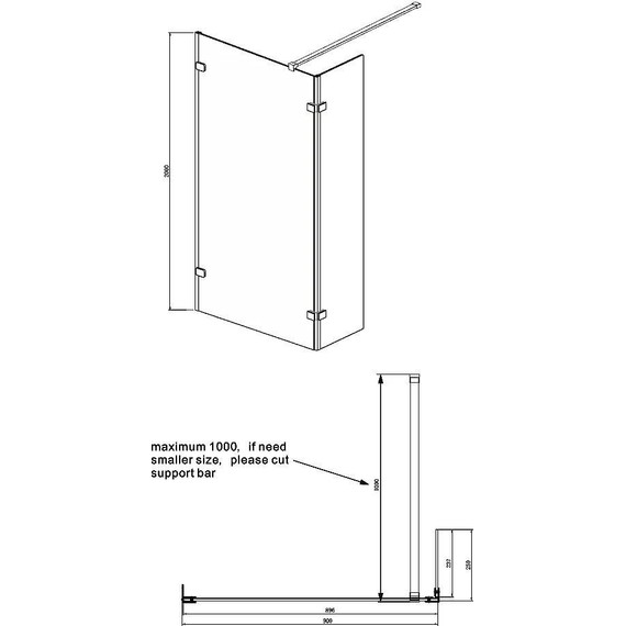 Душевая перегородка Ambassador Walk-in 90 см 15031105 с кронштейном (стекло 8 мм) хром/прозрачное фото 7
