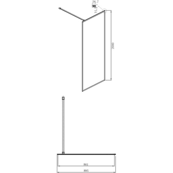 Душевая перегородка Ambassador Walk-in 90 см 15032219 с кронштейном (стекло 8 мм) чёрный/тонированное - 5 Душевая перегородка Ambassador Walk-in 90 см 15032219 с кронштейном (стекло 8 мм) чёрный/тонированное фото 5