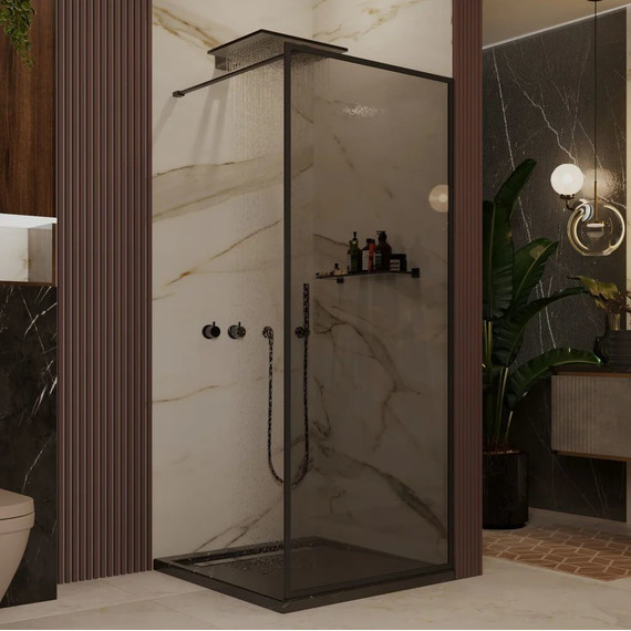 Душевая перегородка Ambassador Walk-in 90 см 15032219 с кронштейном (стекло 8 мм) чёрный/тонированное - 2 Душевая перегородка Ambassador Walk-in 90 см 15032219 с кронштейном (стекло 8 мм) чёрный/тонированное фото 2