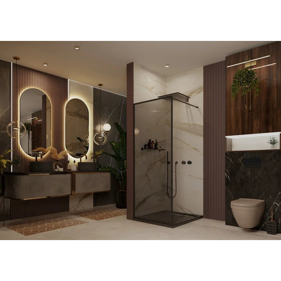 Душевая перегородка Ambassador Walk-in 90 см 15032219 с кронштейном (стекло 8 мм) чёрный/тонированное - 3 Душевая перегородка Ambassador Walk-in 90 см 15032219 с кронштейном (стекло 8 мм) чёрный/тонированное фото 3