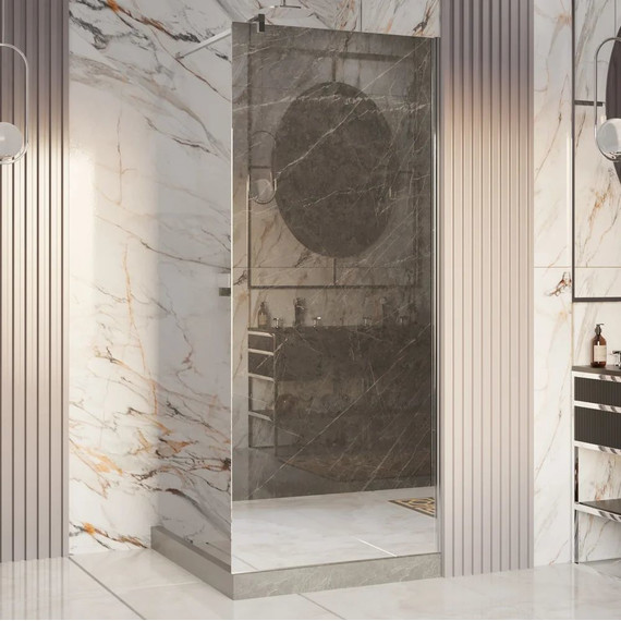 Душевая перегородка Ambassador Walk-in 80 см 15033124 с кронштейном (стекло 8 мм) хром/зеркальное фото 2