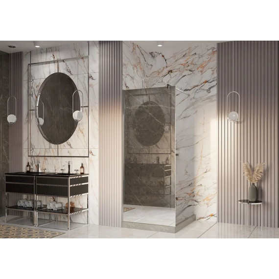 Душевая перегородка Ambassador Walk-in 80 см 15033124 с кронштейном (стекло 8 мм) хром/зеркальное фото 3