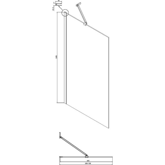 Шторка для ванны Ambassador Bath Screens 700х1400 мм 16041102 с кронштейном, хром/прозрачное фото 5