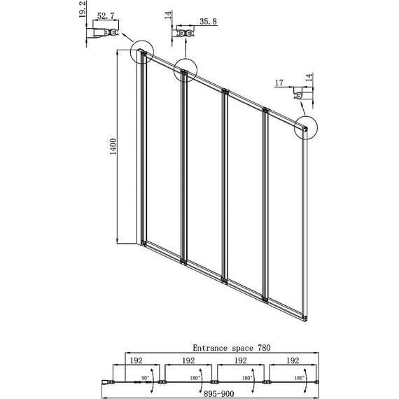 Шторка для ванны Ambassador Bath Screens 900х1400 мм 16041110L L, хром/прозрачное фото 5