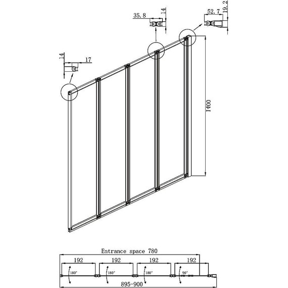 Шторка для ванны Ambassador Bath Screens 900х1400 мм 16041110R R, хром/прозрачное фото 5