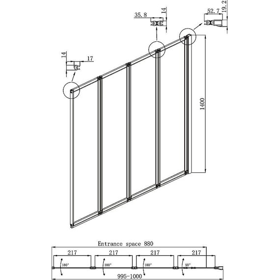 Шторка для ванны Ambassador Bath Screens 1000х1400 мм 16041111R R, хром/прозрачное фото 5