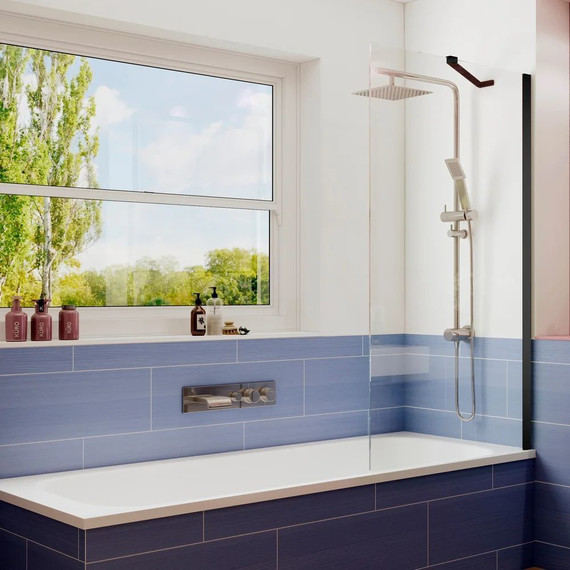 Шторка для ванны Ambassador Bath Screens 800х1400 мм 16041207 с кронштейном, чёрный/прозрачное фото 2