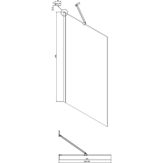 Шторка для ванны Ambassador Bath Screens 700х1400 мм 16041206 с кронштейном, чёрный/прозрачное фото 5