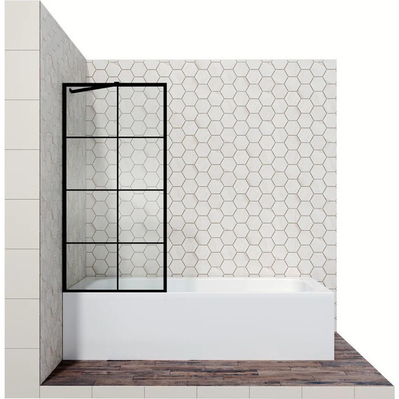 Шторка для ванны Ambassador Bath Screens 700х1400 мм 16041208 с кронштейном, чёрный/прозрачное фото 