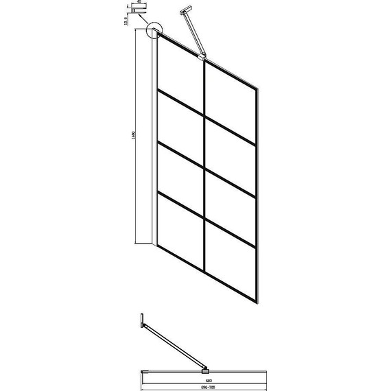 Шторка для ванны Ambassador Bath Screens 700х1400 мм 16041208 с кронштейном, чёрный/прозрачное фото 5