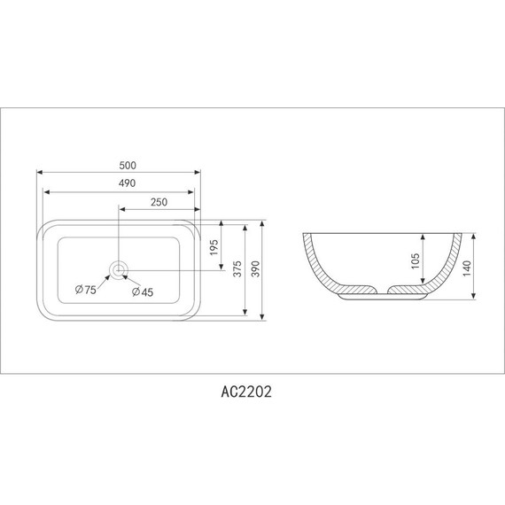Раковина-чаша Abber Rechteck 50 см AC2202MBE, светло-бежевый матовый фото 4