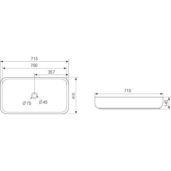 Раковина-чаша Abber Rechteck 71 см AC2210MG, серый матовый фото 3