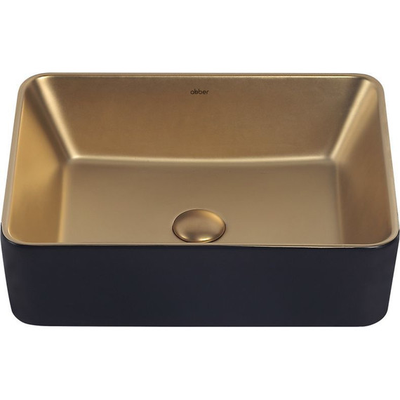 Раковина-чаша Abber Rechteck 48 см AC2212BG, золото матовое/черный фото 2